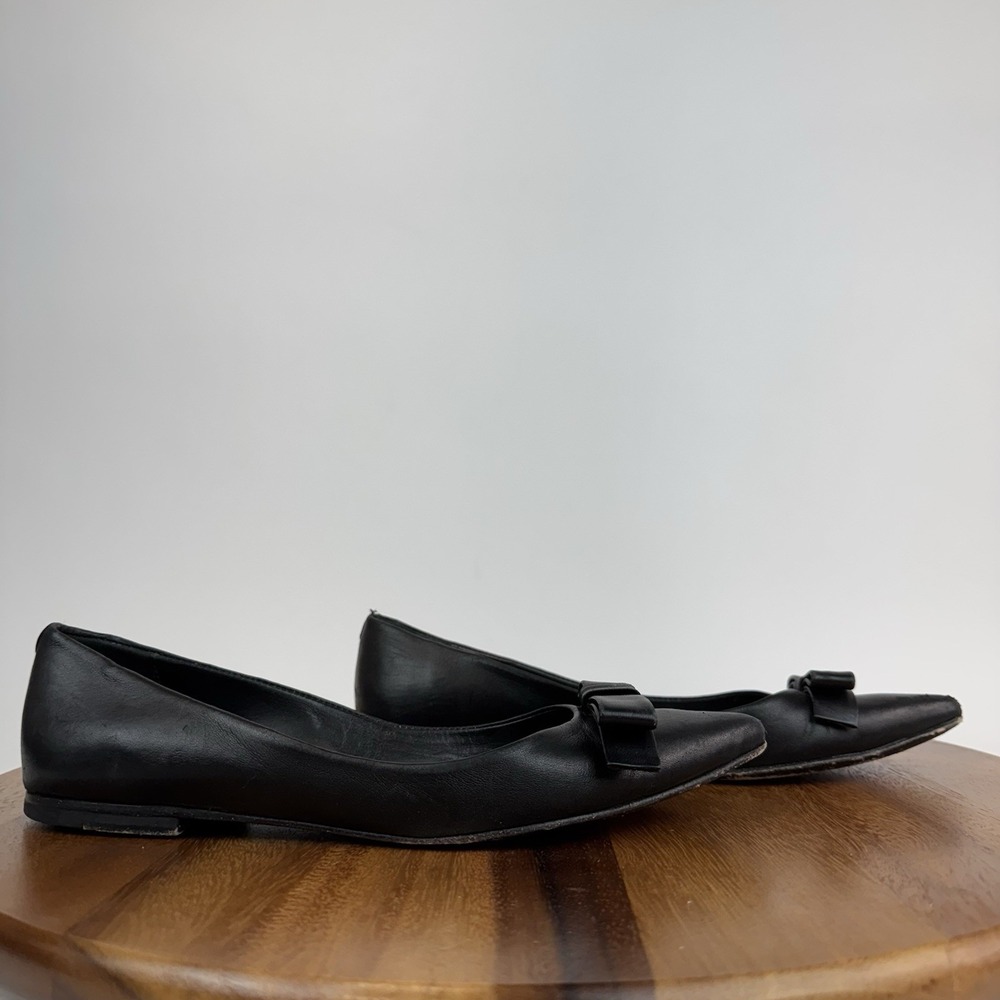 Womens Anine Bing Black Leather Pointed Toe Slip On Ballet Flats Size‎ EU 38
